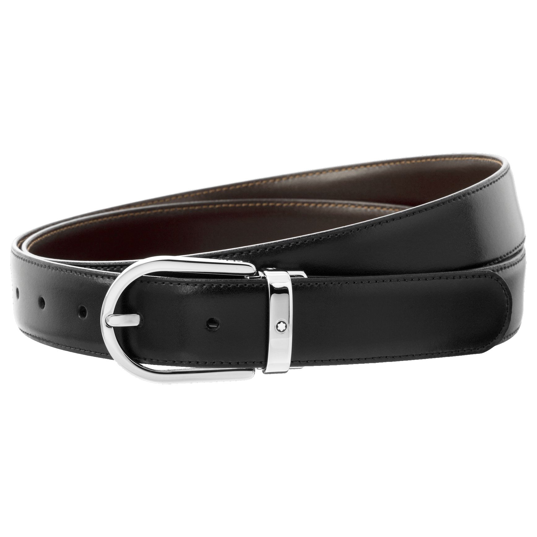 Montblanc Horseshoe Leather Reversible Belt, One Size, Black/Brown at ...