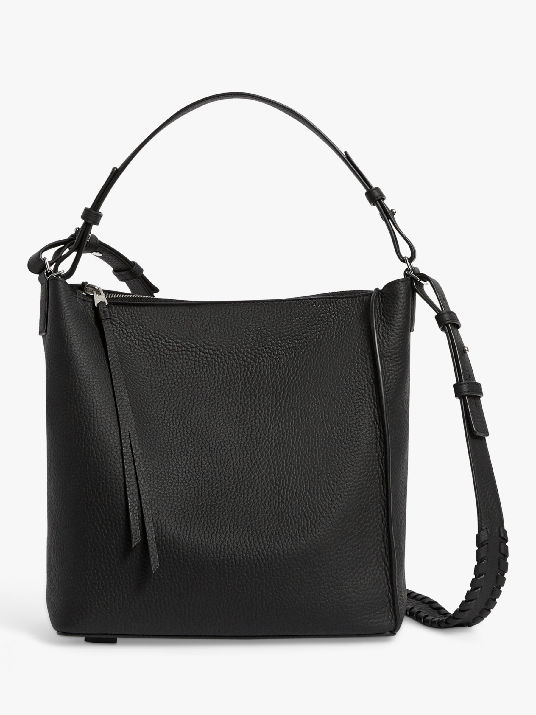 AllSaints Kita Leather Cross Body Bag, Black at John Lewis & Partners