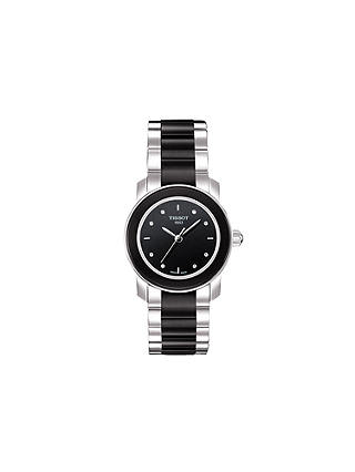 Tissot T0642102205600 Women's Cera Diamond Two Tone Bracelet Strap Watch, Silver/Black
