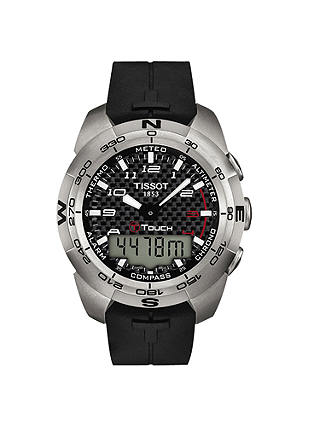 Tissot T0134204720200 Men's T-Touch Expert Quartz Chronograph Altimeter Rubber Strap Watch, Black