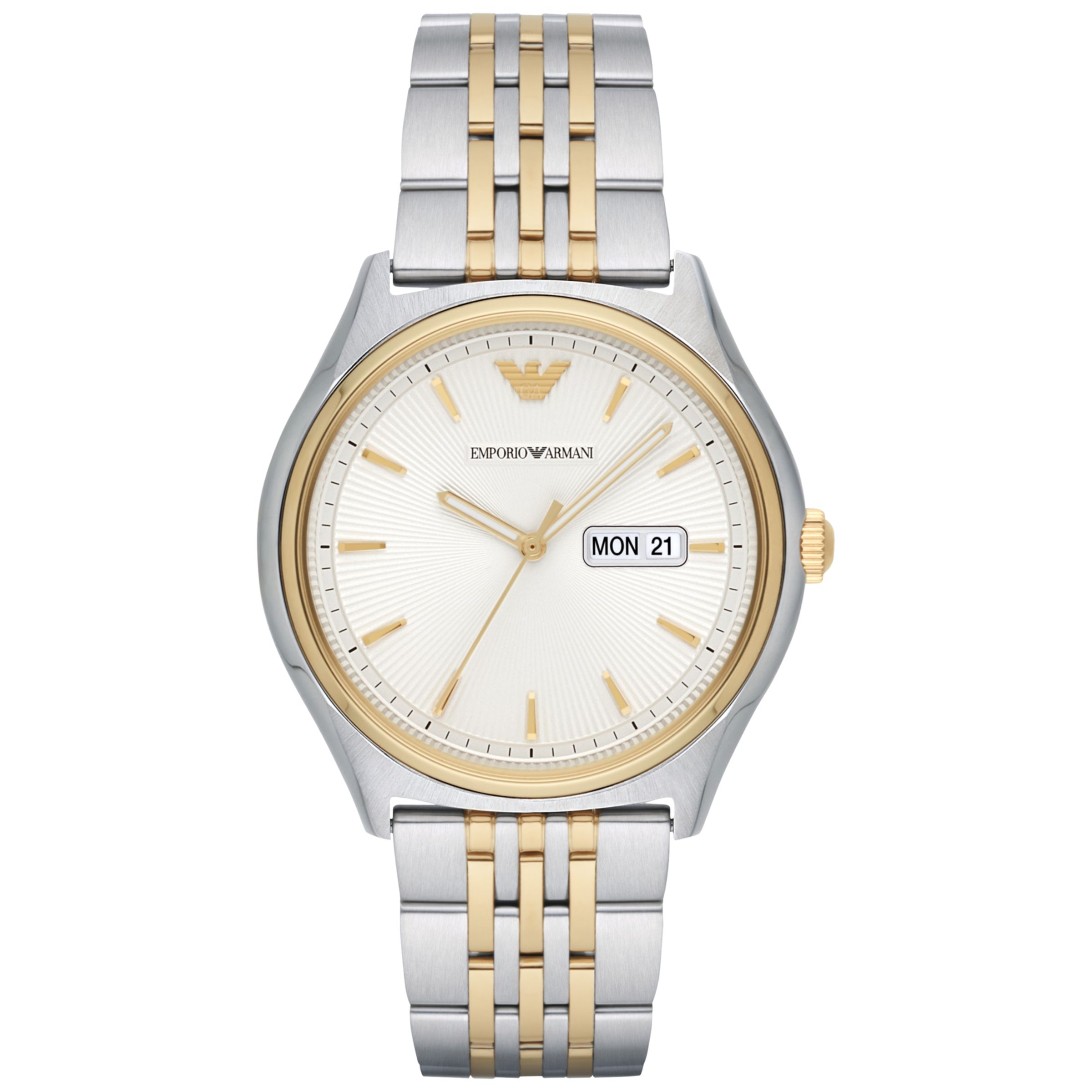 armani mens watch gold and silver