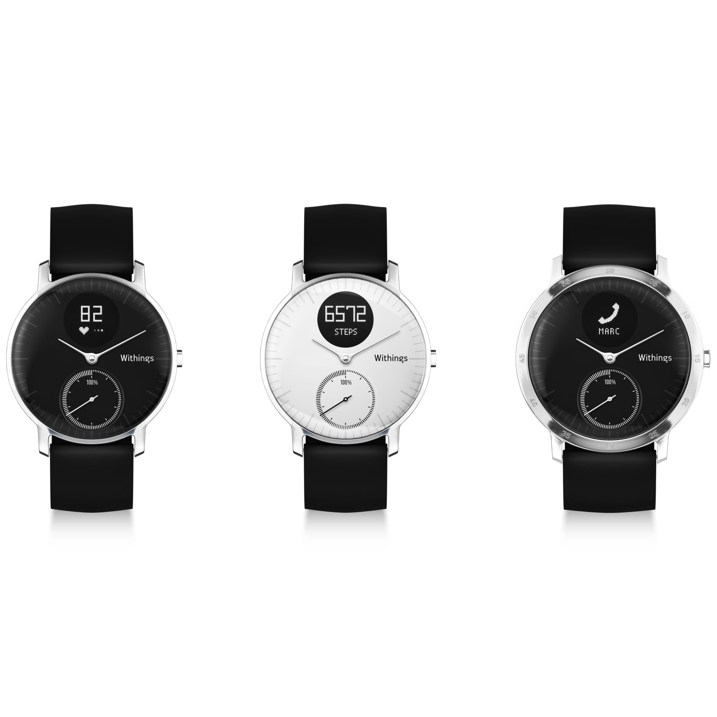 Withings Steel HR Activity Tracking Watch, 36mm, Black/Black