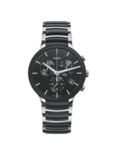 Rado R30130152 Men's Centrix Chronograph Date Bi-Material Bracelet Strap Watch, Silver/Black