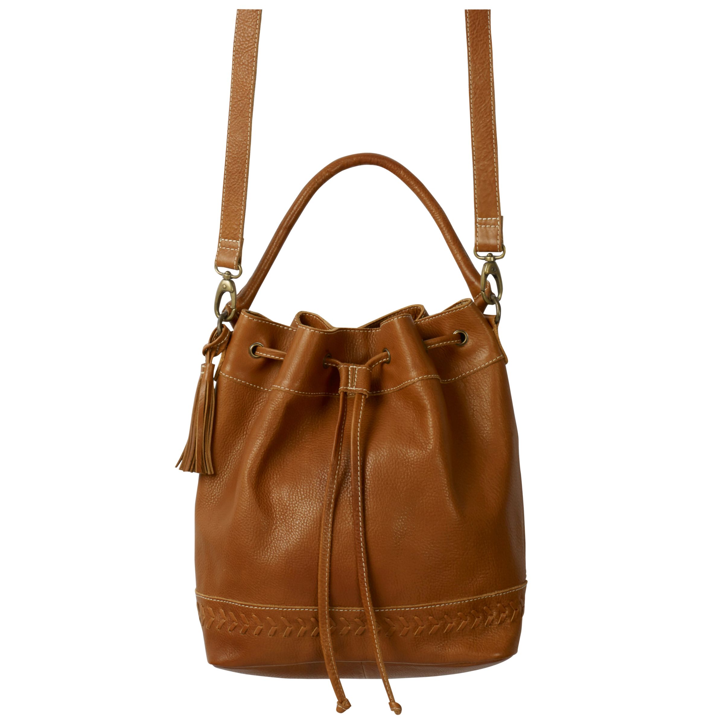 Fat Face Laura Leather Duffle Bag, Tan at John Lewis & Partners