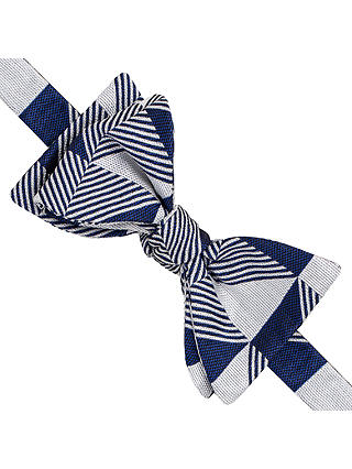 Thomas Pink Knighton Geo Self Tie Silk Bow Tie, Navy/White