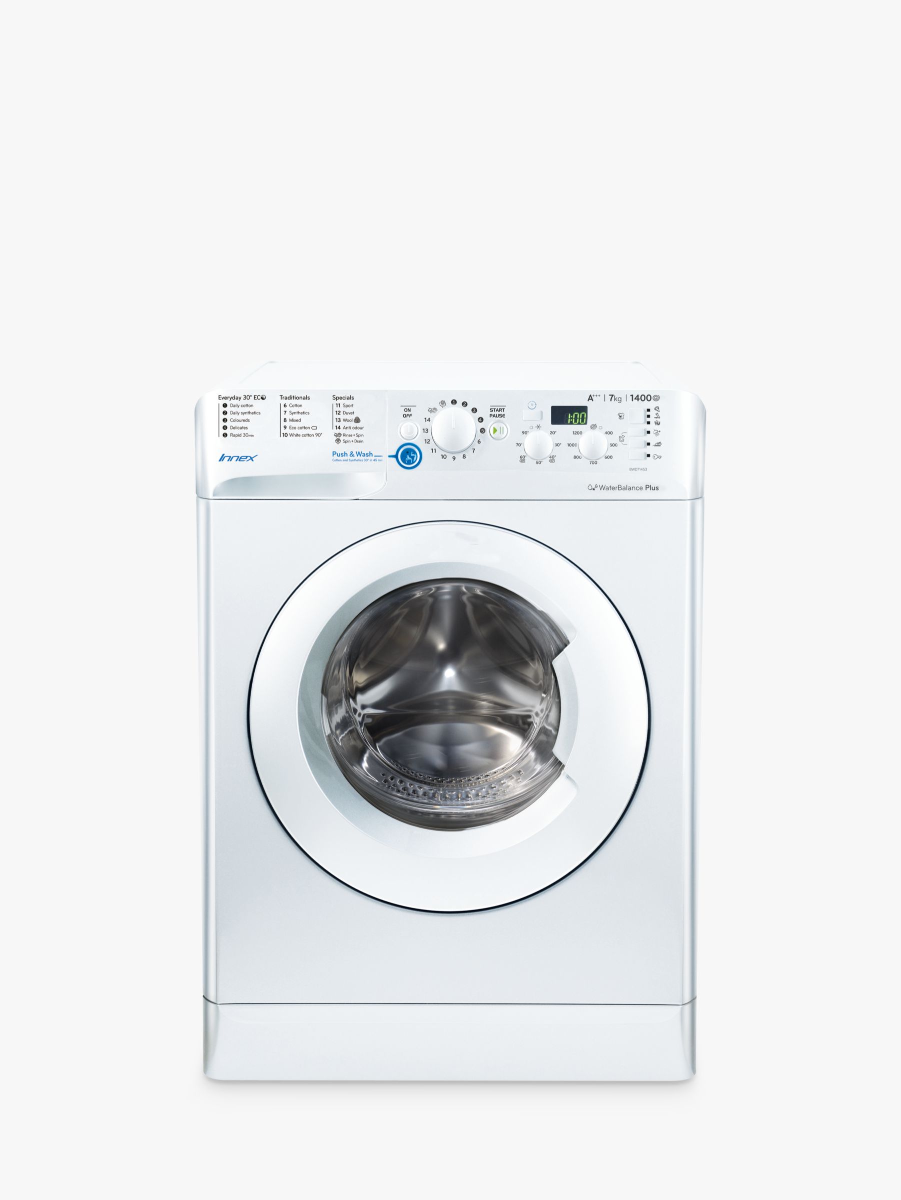 Indesit Innex BWD71453WUK Freestanding Washing Machine 7kg Load, A+++ Energy Rating, 1400rpm, White