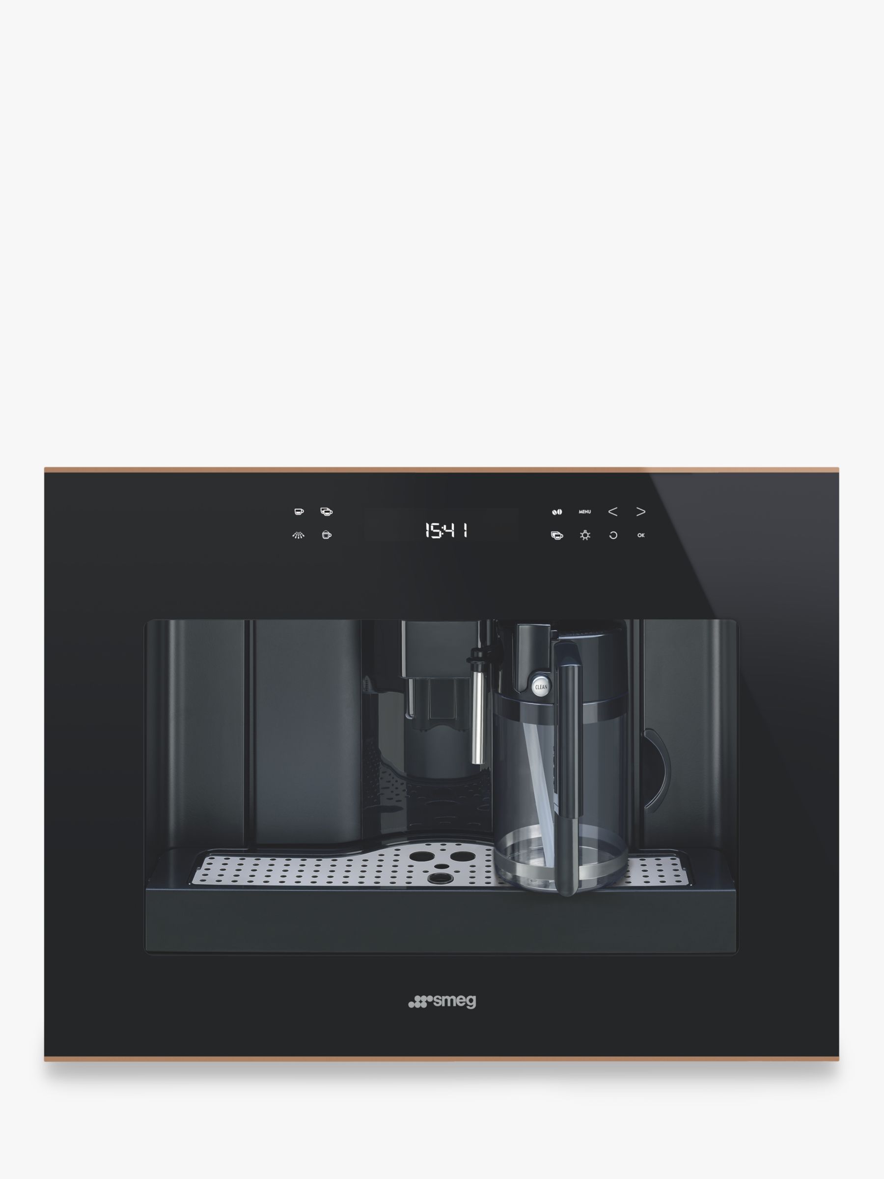 Smeg CMS4601NR Dolce Stil Novo Built-in Bean-to-Cup Coffee Machine, Black/Copper