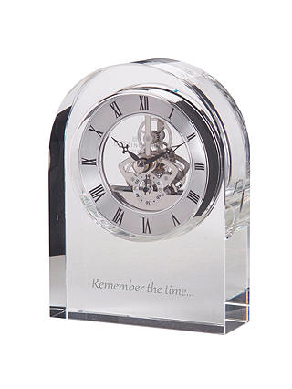 Dartington Crystal Personalised Curve Clear Clock, Gabriola Font