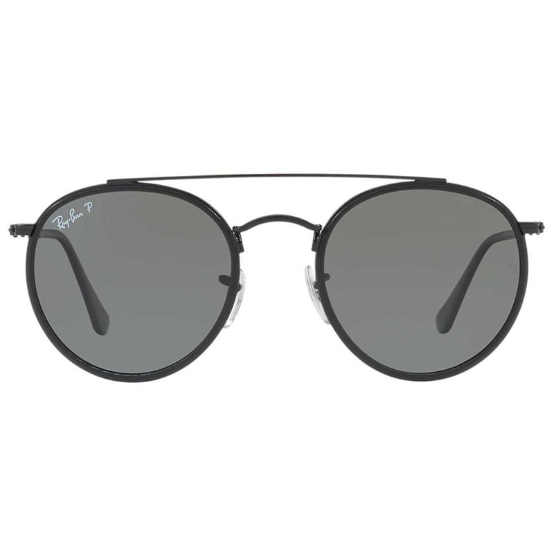 Ray-Ban RB3647N Polarised Double Bridge Round Sunglasses, Black/Grey at  John Lewis & Partners
