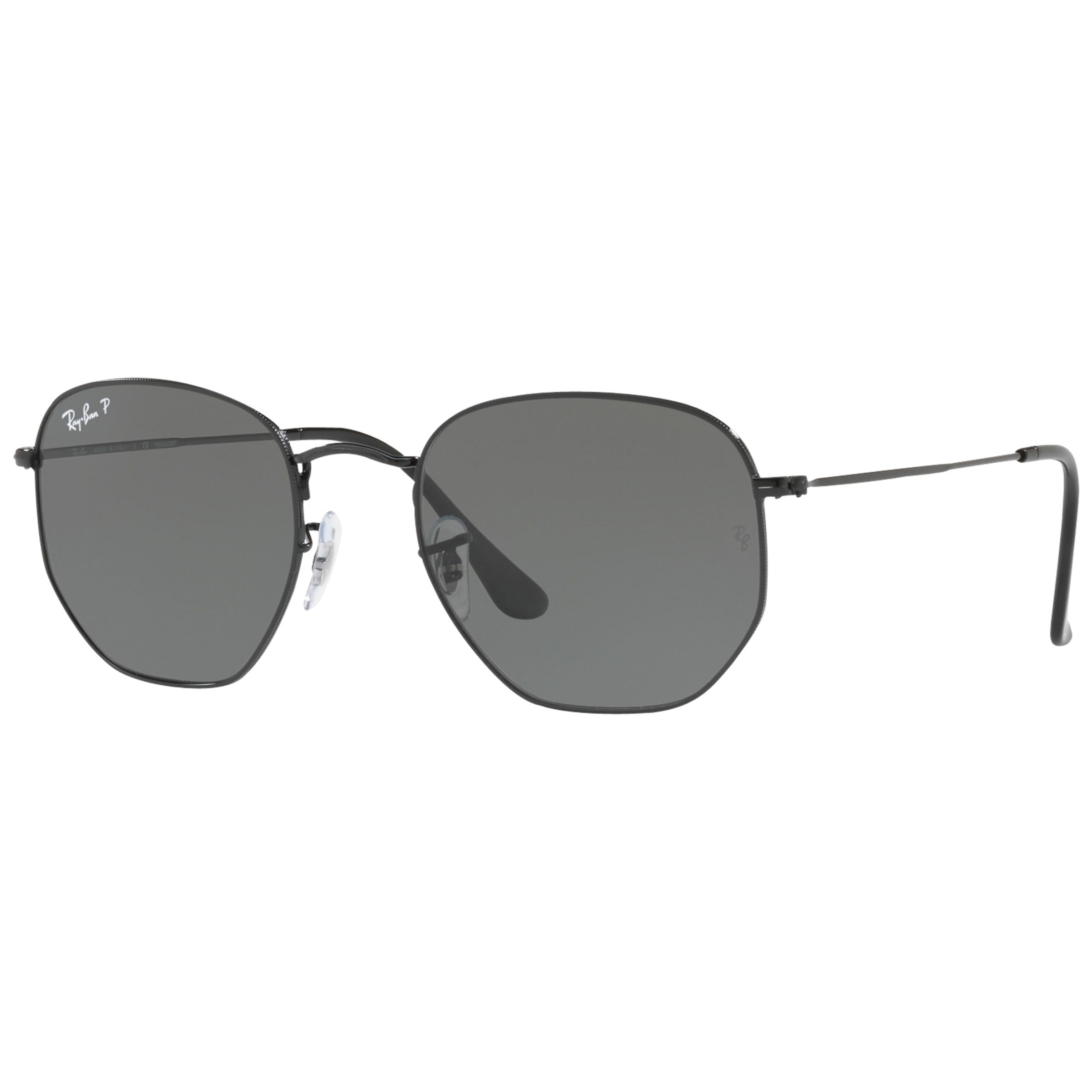 Ray-Ban RB3548N Polarised Hexagonal Flat Lens Sunglasses, Black/Grey at  John Lewis & Partners