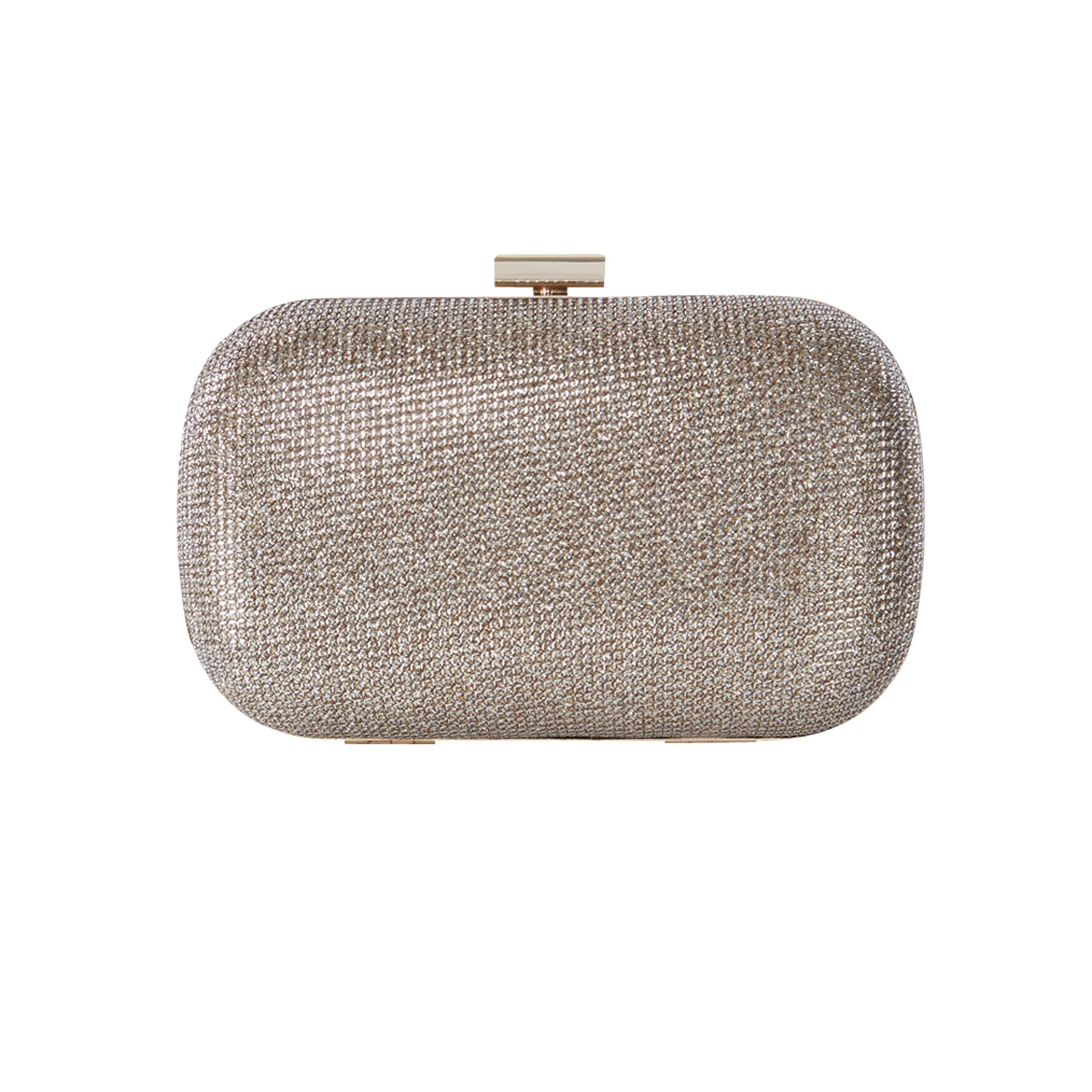 Karen Millen Glitter Box Clutch Bag, Gold at John Lewis & Partners