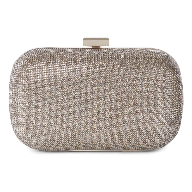 Karen Millen Glitter Box Clutch Bag, Gold