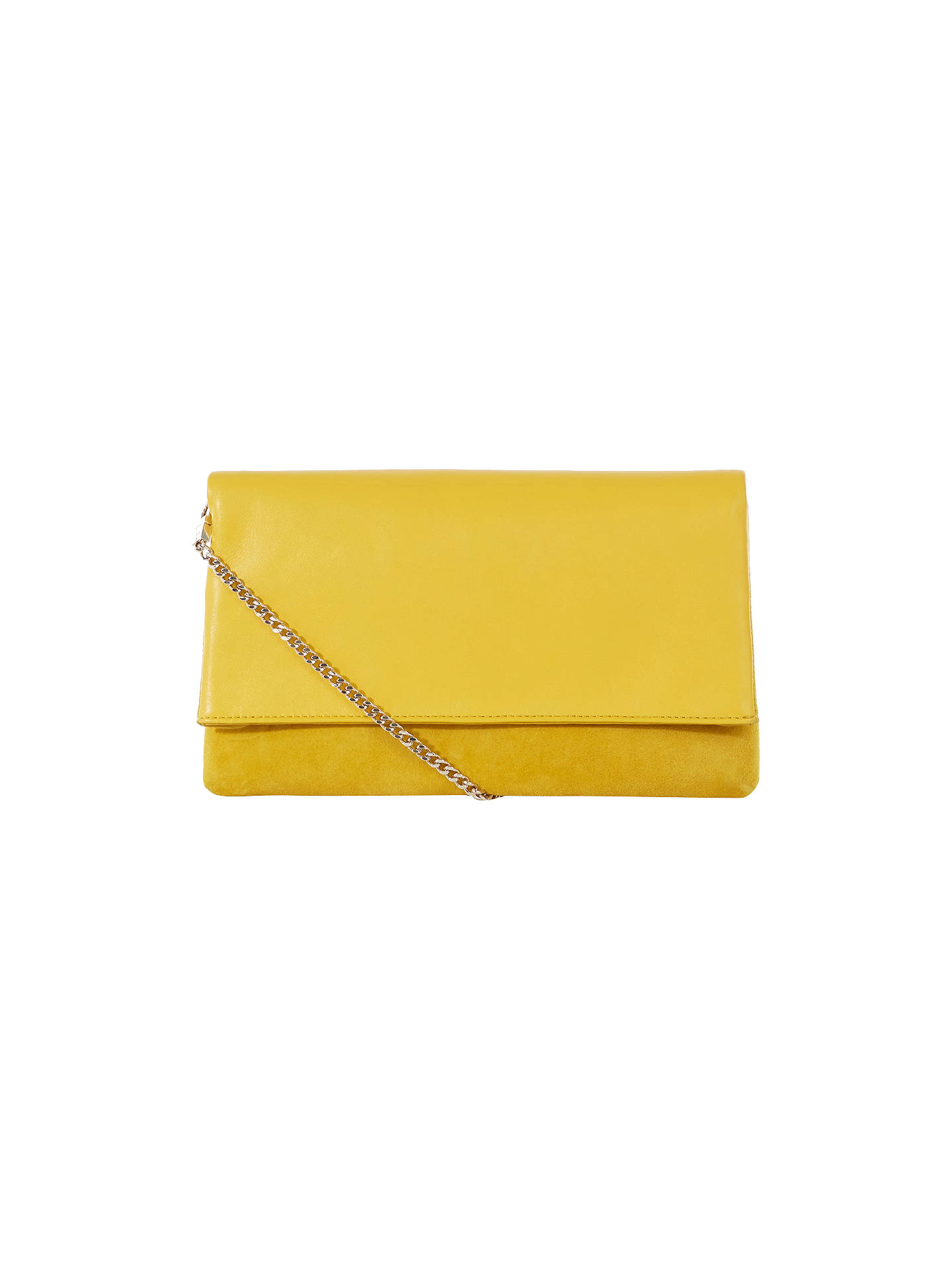 Karen Millen Brompton Leather And Suede Clutch Bag, Yellow at John ...