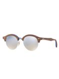 Ray-Ban RB4246M Clubround Wood Round Sunglasses, Brown/Silver Gradient Flash