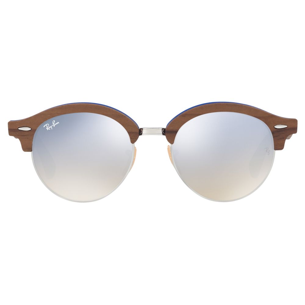 Buy Ray-Ban RB4246M Clubround Wood Round Sunglasses, Brown/Silver Gradient Flash Online at johnlewis.com