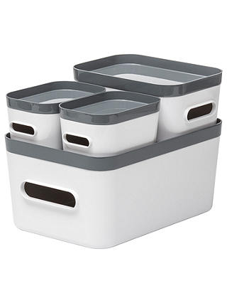 Smartstore by Orthex Compact Storage Box, Set of 4, Grey/White