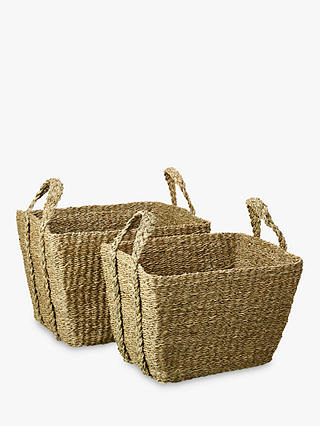 John Lewis & Partners Seagrass Twist Handle Basket, Set of 2
