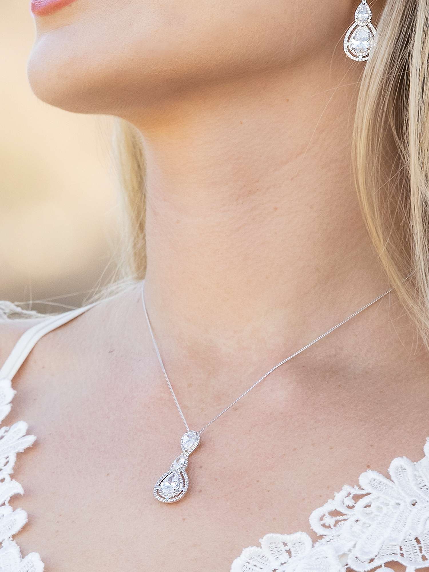 Buy Ivory & Co. Illuminate Triple Teardrop Pendant Necklace, Silver Online at johnlewis.com