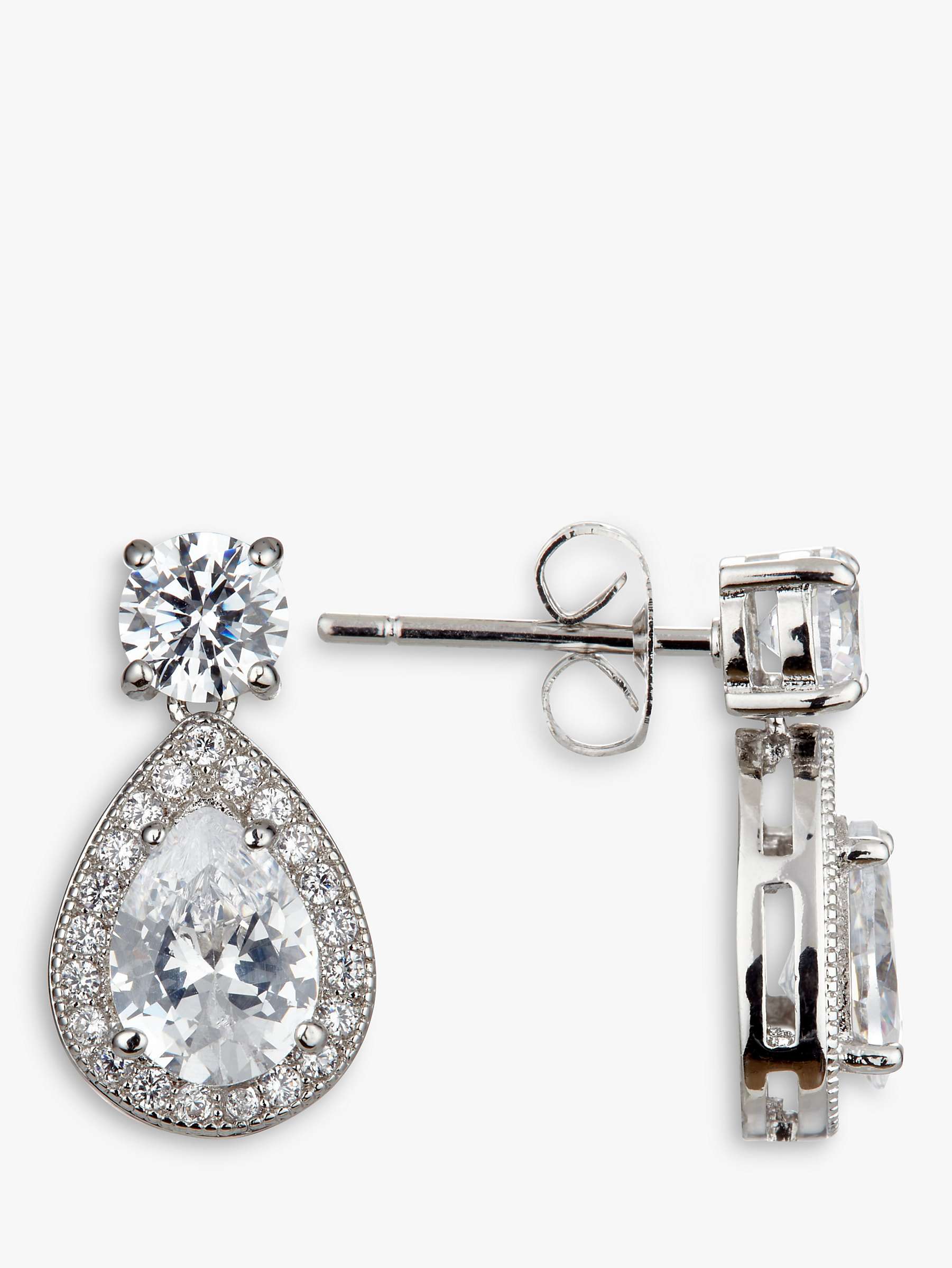 Buy Ivory & Co. Limelight Teardrop Cubic Zirconia Pave Drop Earrings, Silver Online at johnlewis.com