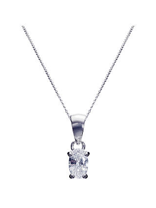 Ivory & Co. Epsom Oval Solitaire Cubic Zirconia Pendant Necklace, Silver/Clear
