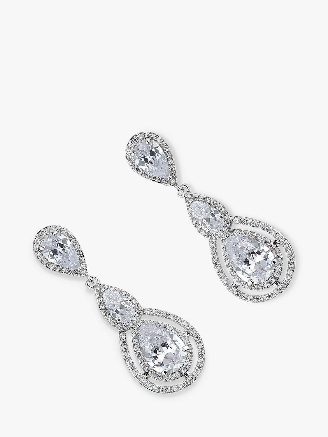 Buy Ivory & Co. Illuminate Triple Teardrop Cubic Zirconia Drop Earrings, Silver Online at johnlewis.com