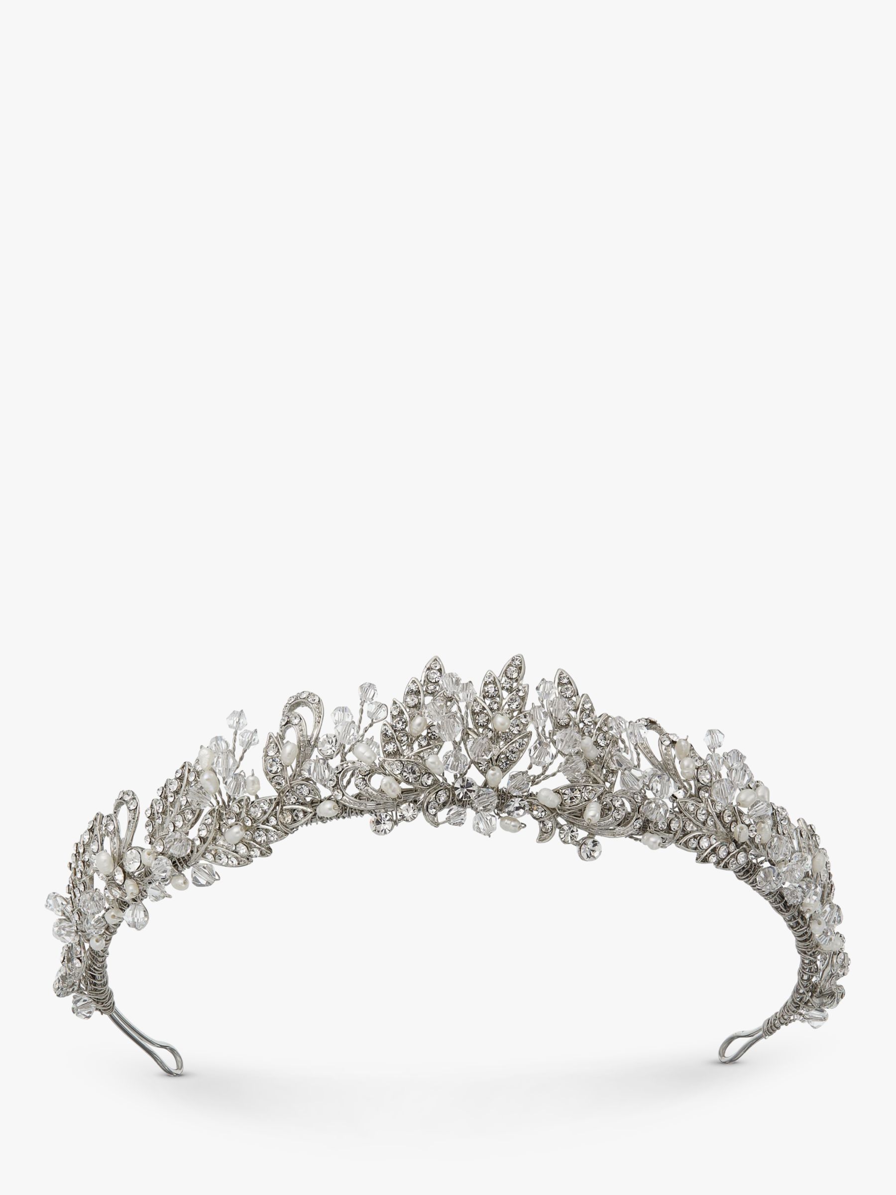 Ivory & Co. Vintage Lace Freshwater Pearl and Cubic Zirconia Tiara, Silver at John Partners