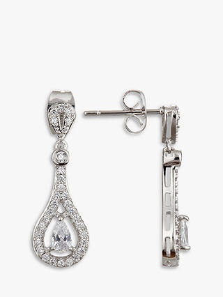 Ivory & Co. Timeless Cubic Zirconia Pave Drop Earrings, Silver