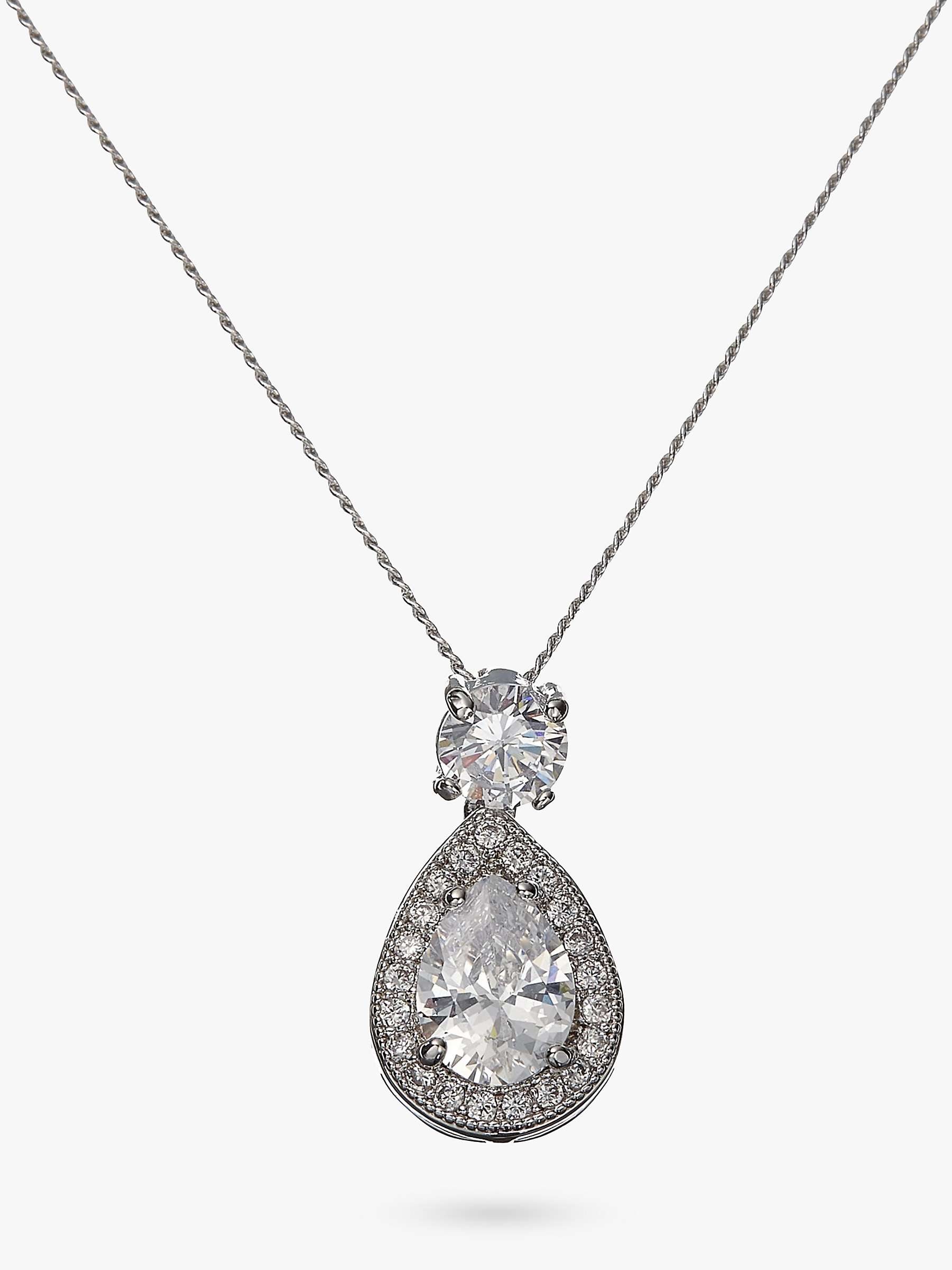 Buy Ivory & Co. Limelight Teardrop Cubic Zirconia Pave Pendant Necklace, Silver Online at johnlewis.com