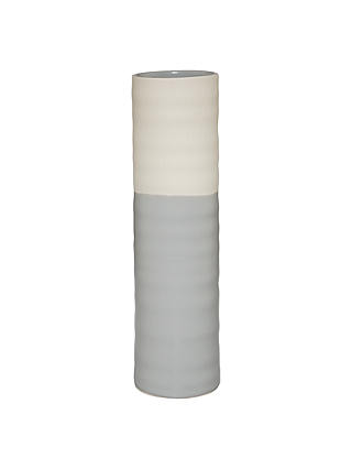 Croft Collection Ripple Cylinder Vase, Small, Cream / Grey