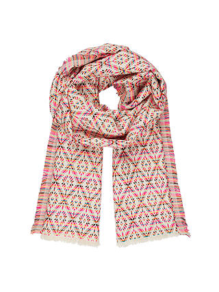 AND/OR Aztec Diamond Pattern Scarf, Cream Mix