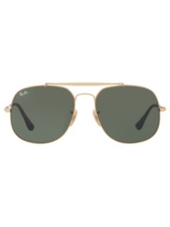 Ray-Ban RB3561 The General Square Sunglasses, Gold/Dark Green