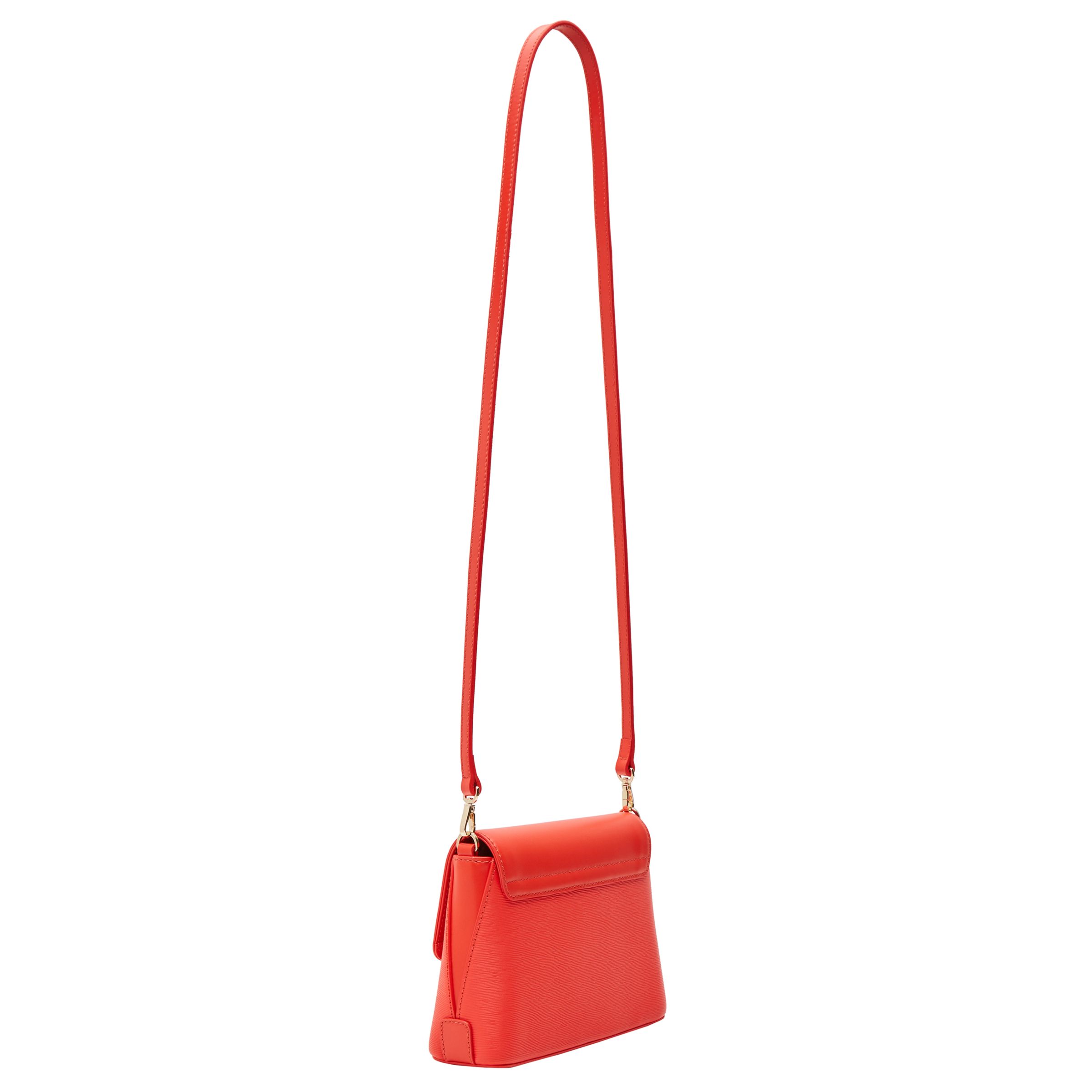 Ted Baker Tessi Curved Bow Leather Across Body Bag, Bright Orange