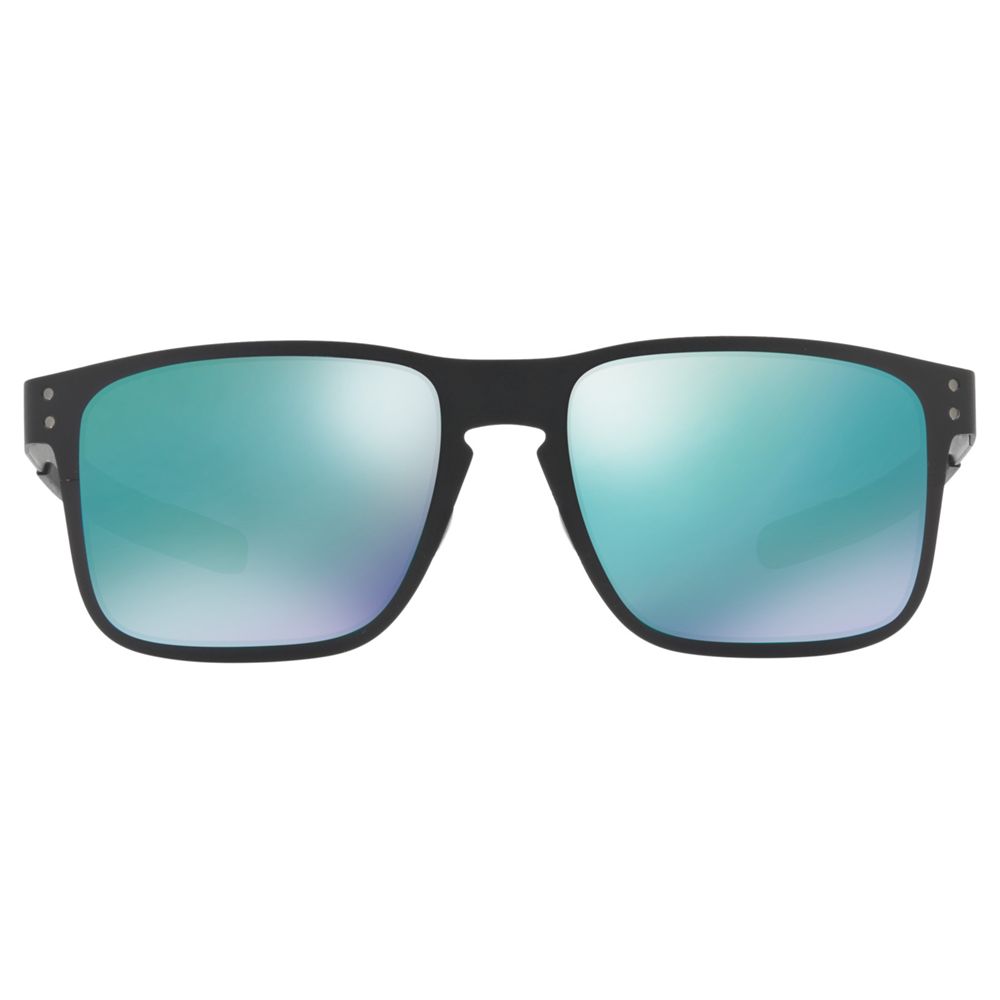 Oakley OO4123 Men's Holbrook Metal Square Sunglasses, Matte Black/Mirror  Green at John Lewis & Partners