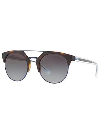 Emporio Armani EA4092 Round Sunglasses, Tortoise/Grey Gradient