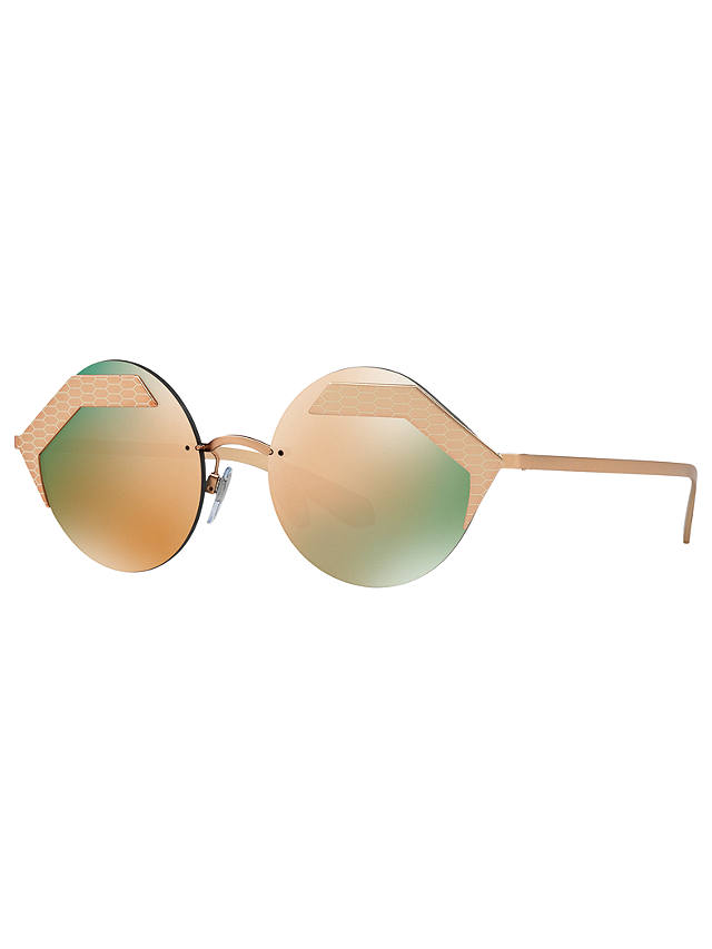 BVLGARI BV6089 Round Sunglasses, Gold/Mirror Green