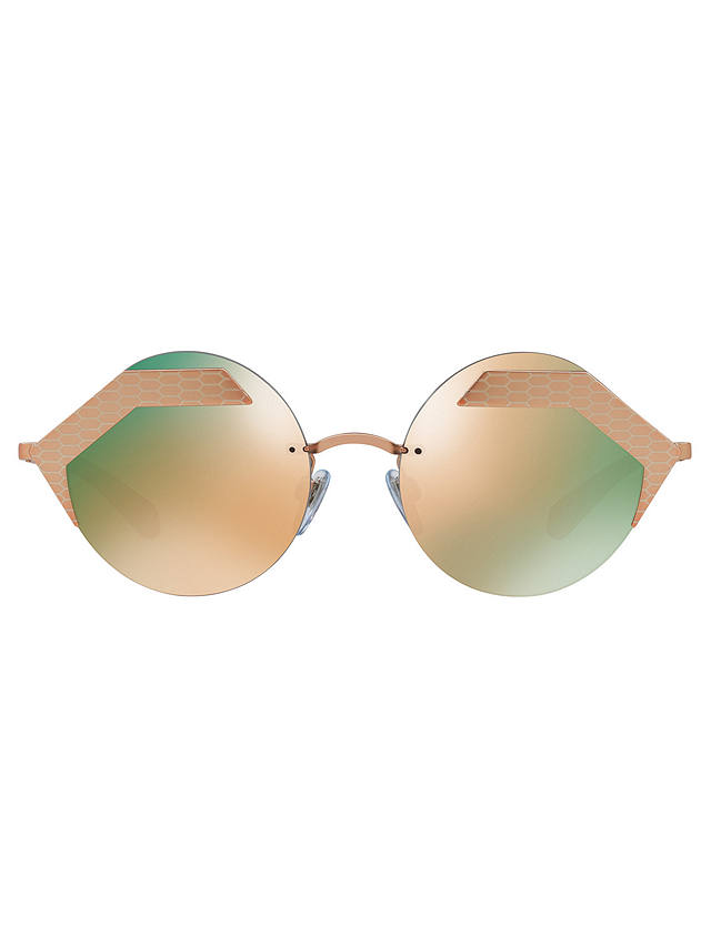 BVLGARI BV6089 Round Sunglasses, Gold/Mirror Green