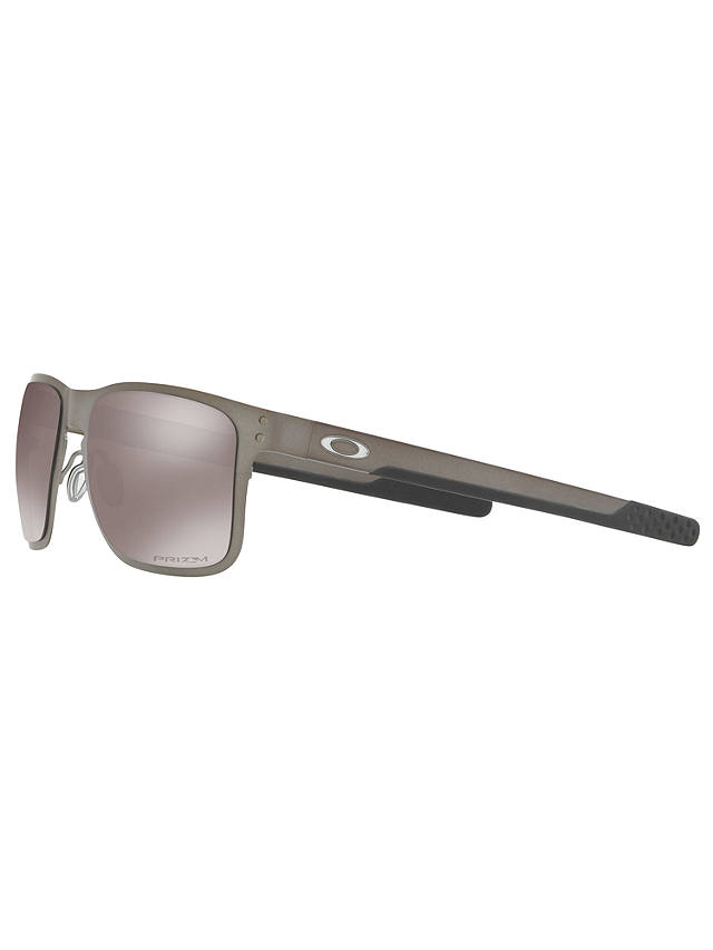 Oakley OO4123 Men's Holbrook Prizm Polarised Metal Square Sunglasses, Matte Grey/Mirror Beige