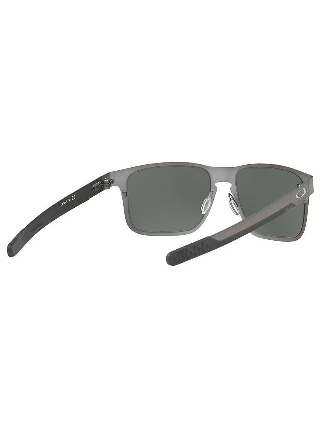 Oakley OO4123 Men's Holbrook Prizm Polarised Metal Square Sunglasses, Matte Grey/Mirror Beige