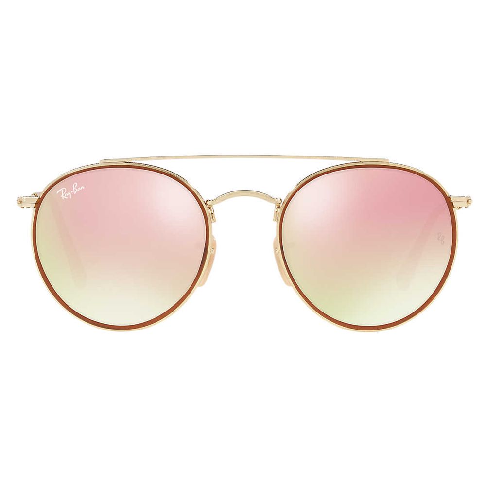 Ray-Ban RB3647N Unisex Double Bridge Oval Sunglasses, Gold/Mirror Pink at  John Lewis & Partners