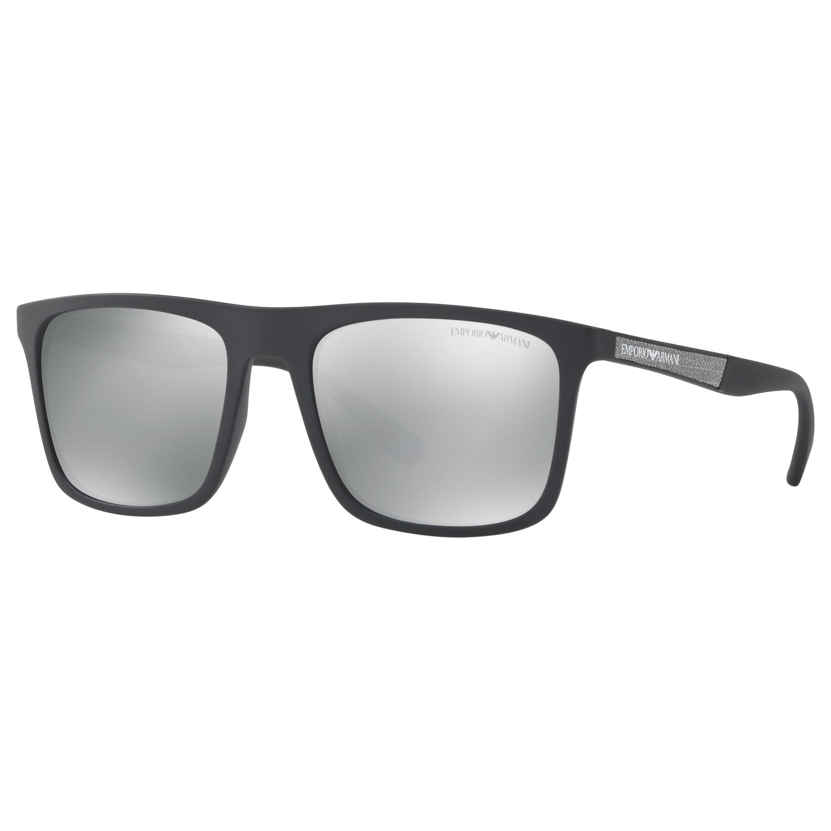 Emporio Armani EA4097 Polarised Square Sunglasses, Matte Black/Mirror ...