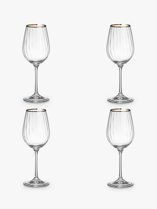 Croft Collection Oakham Platinum Band White Wine Glass, Set of 4