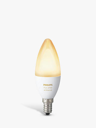 Philips Hue White Ambiance Wireless Lighting LED Light Bulb, 6W B39 E14 Small Edison Screw Bulb, Single