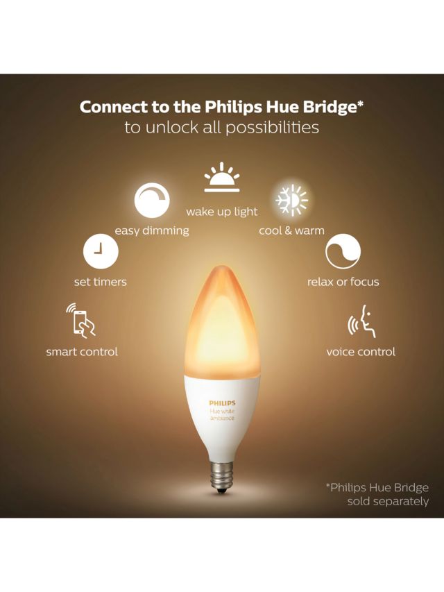 Philips Hue White Ambiance Wireless Lighting LED Light Bulb, 6W B39 E14  Small Edison Screw Bulb