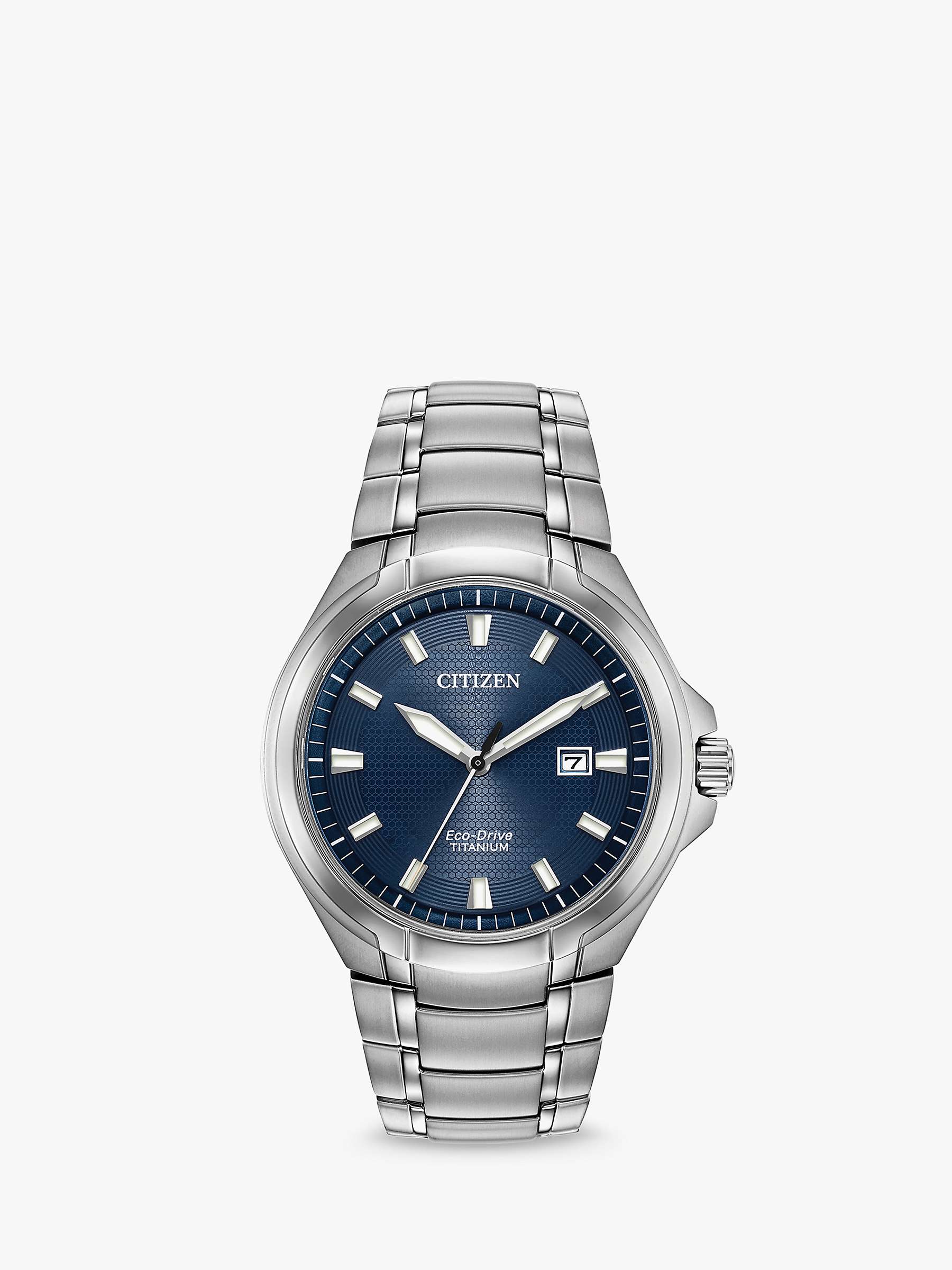Buy Citizen BM7170-53L Men's Date Titanium Bracelet Strap Watch, Silver/Navy Online at johnlewis.com