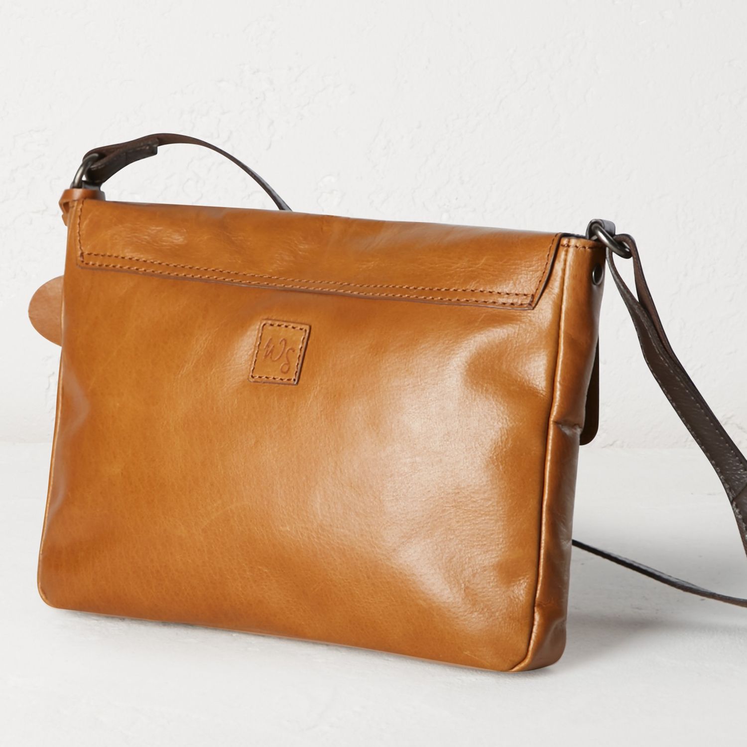 white stuff tan leather bag