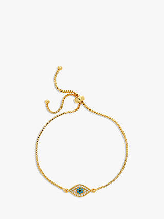 Melissa Odabash Adjustable Crystal Eye Chain Bracelet, Gold