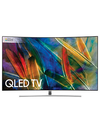 Samsung QE75Q8C Curved QLED HDR 1500 4K Ultra HD Smart TV, 75" with TVPlus/Freesat HD & 360 Design, Ultra HD Premium Certified, Silver