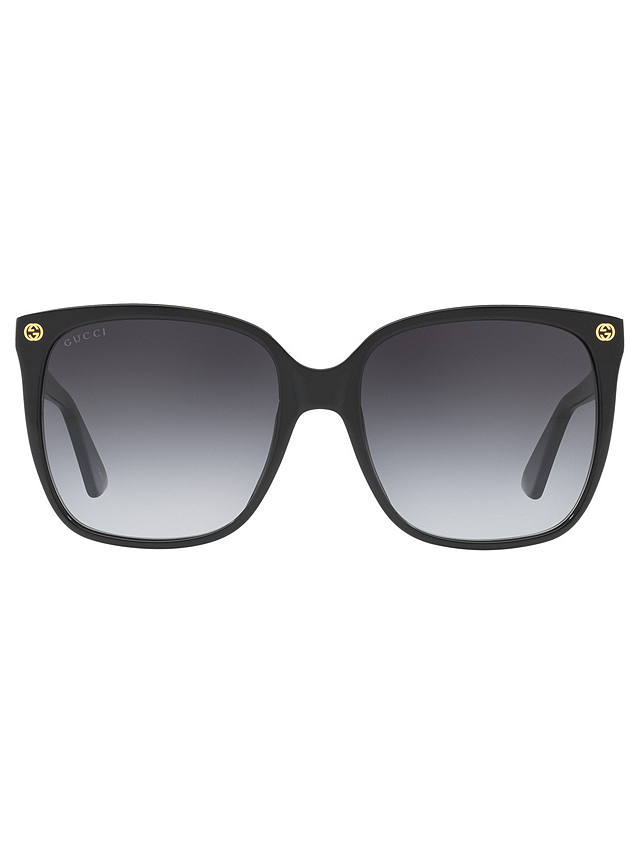 Gucci GG0022S Square Sunglasses, Matte Black/Grey Gradient