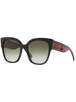 Gucci GG0069S Studded Square Sunglasses, Black/Grey Gradient