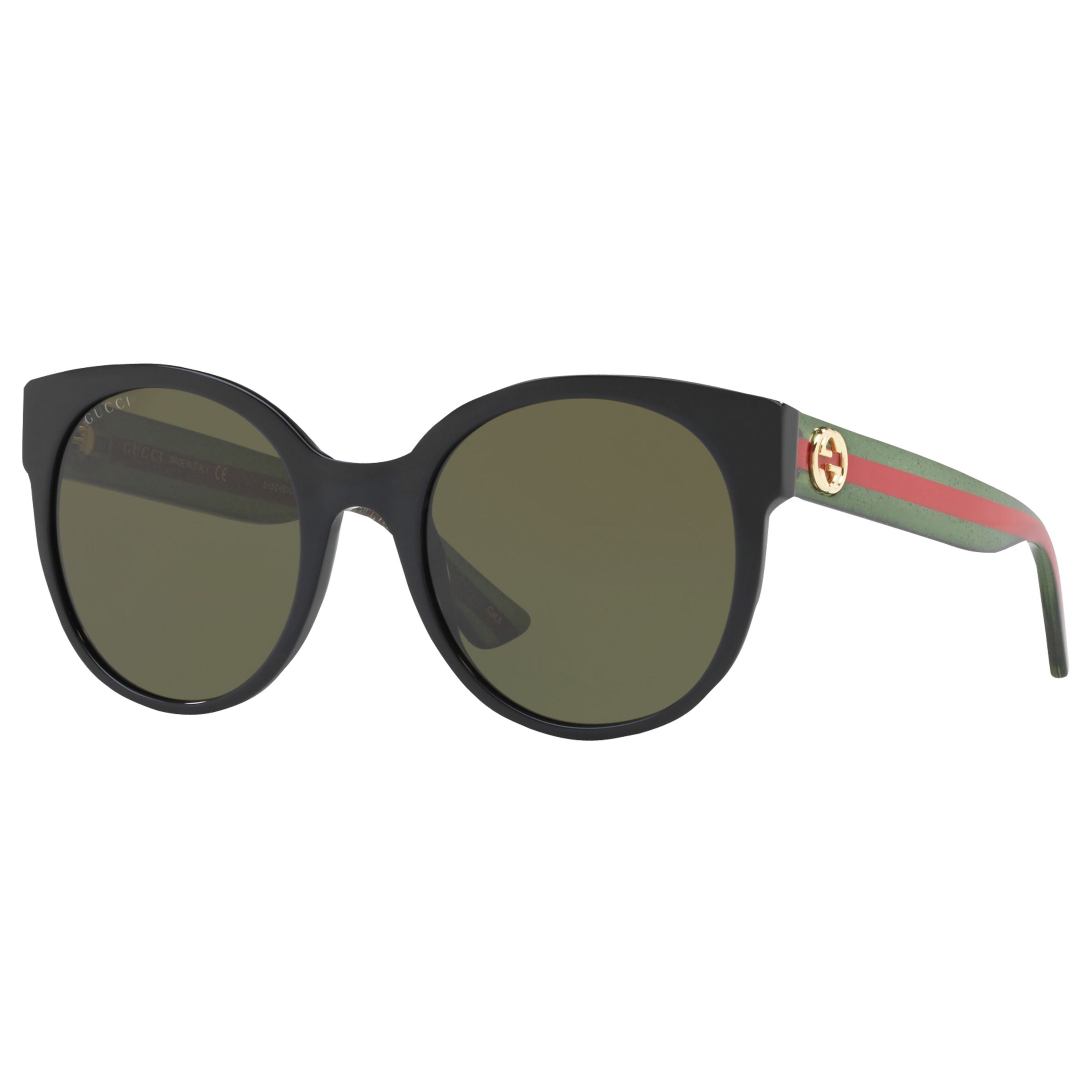 Gucci GG0035S Women's Oval Sunglasses, Matte Black/Green at John Lewis ...